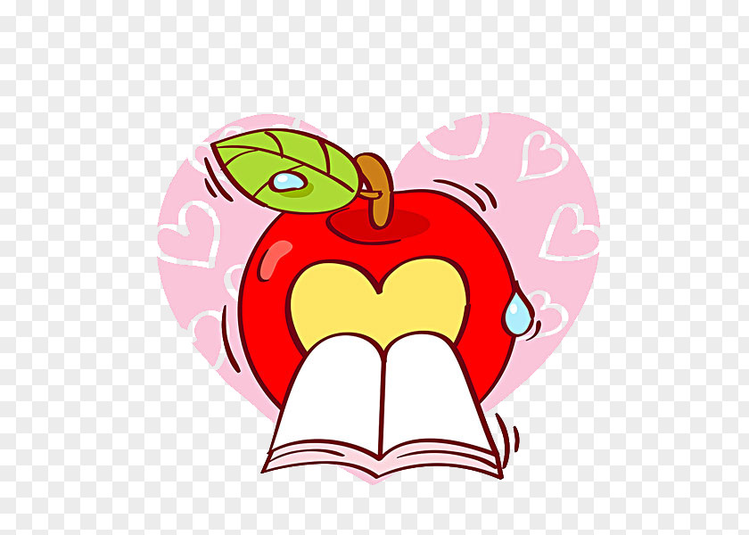 Books And Apple O-ring Heart Stock Illustration PNG