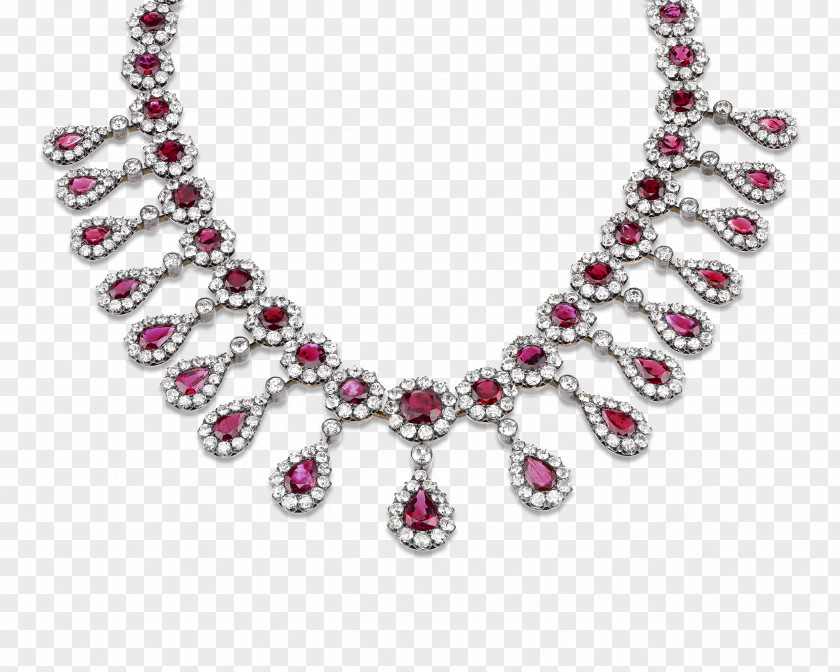 Pearl Diamond Necklace Jewellery Gemstone Ruby PNG