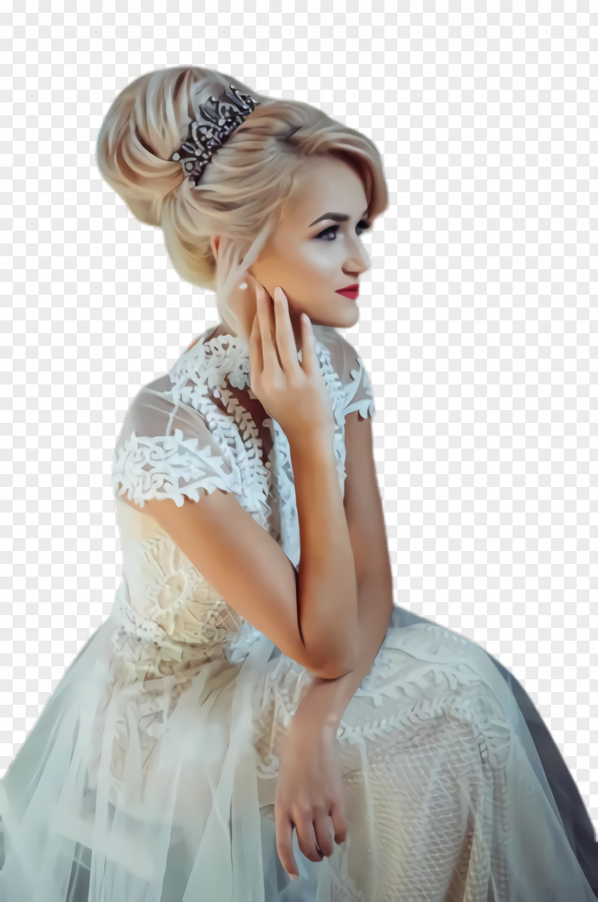 Blond Gown Hair Clothing Hairstyle Dress Headpiece PNG