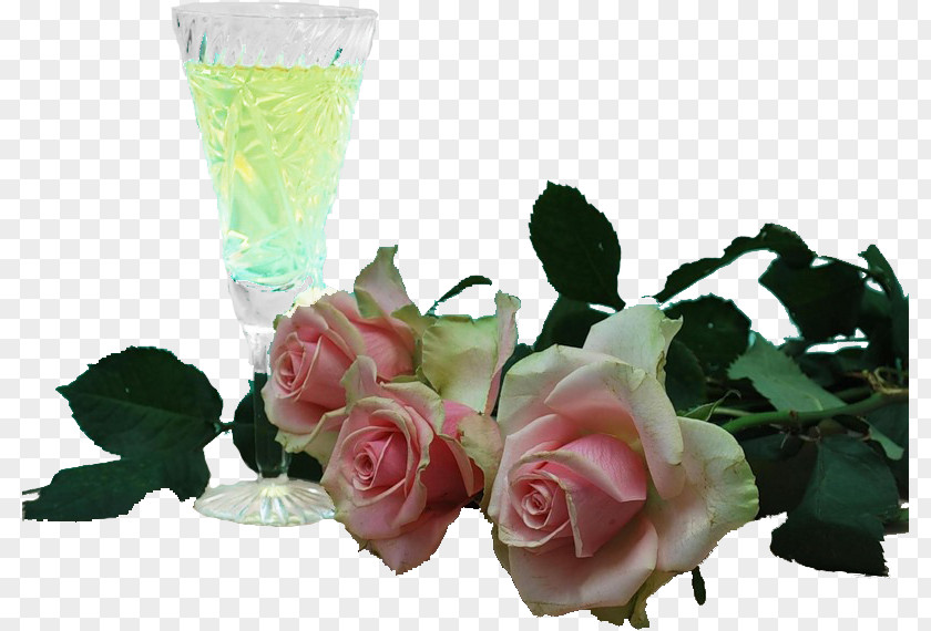 Flower Garden Roses Wine Glass Floral Design Cut Flowers PNG
