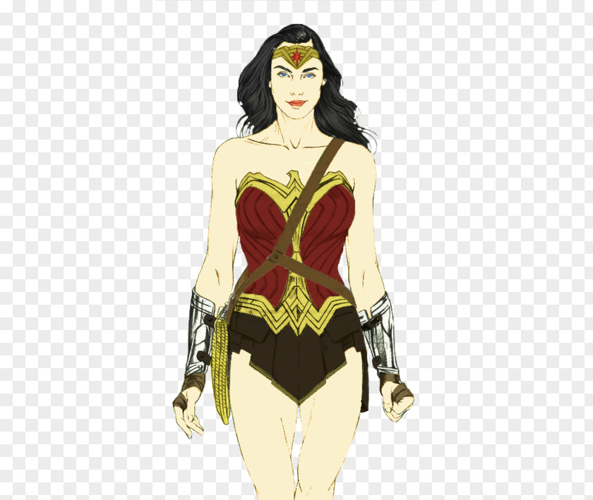 Gal Gadot Wonder Woman Superhero Costume Design Illustration Supervillain PNG