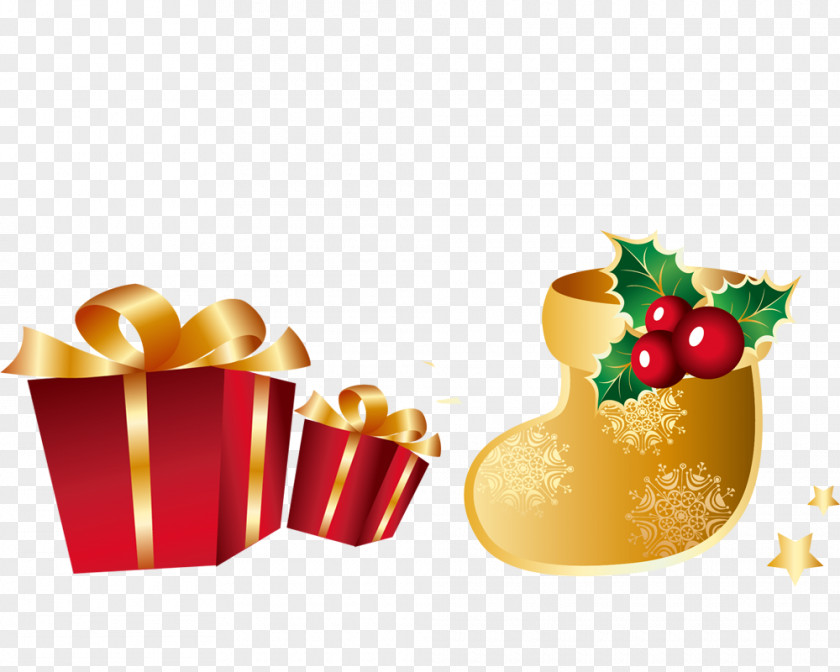 Gold And Red Socks Gift Box Christmas Gift-bringer Drawing Tree PNG
