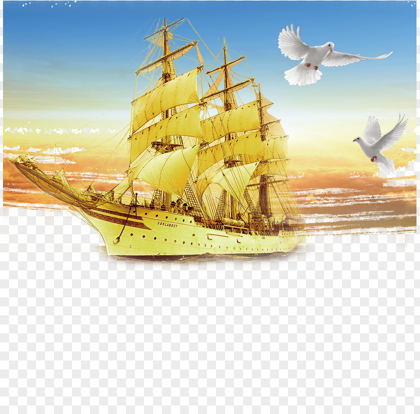 Smooth Sailing Ship Wallpaper PNG