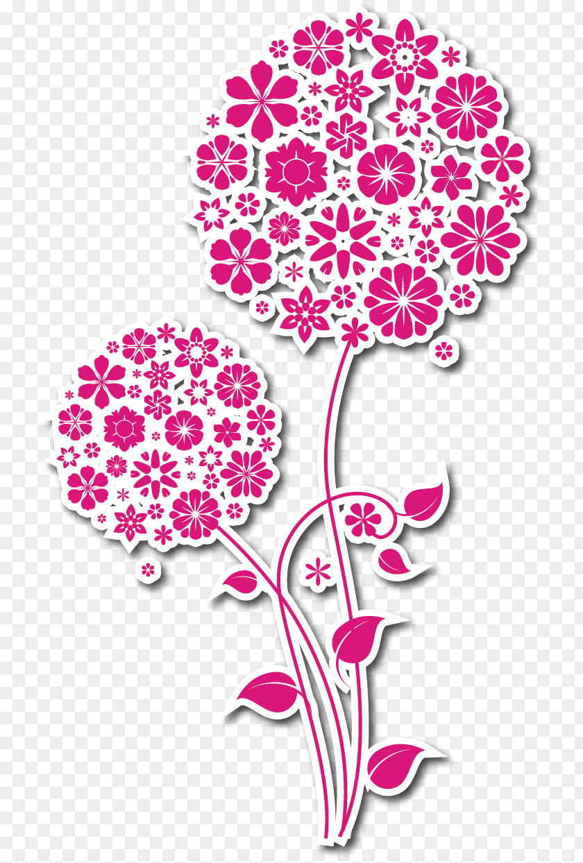 Pink Flowers Vector Inkjet PNG