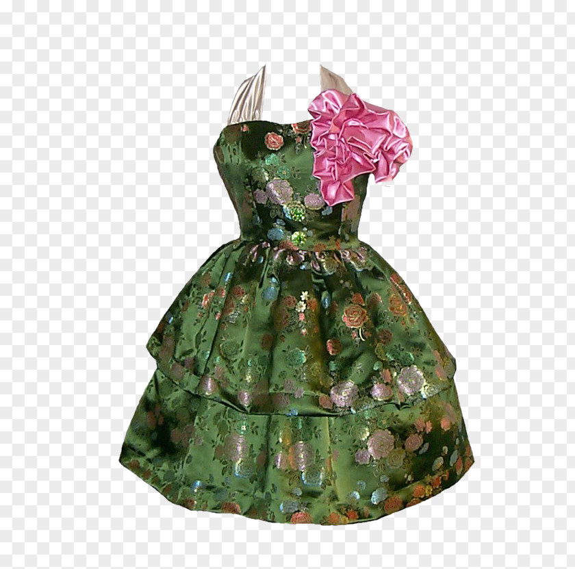 Fashion Retro Flower Dress Designer PNG