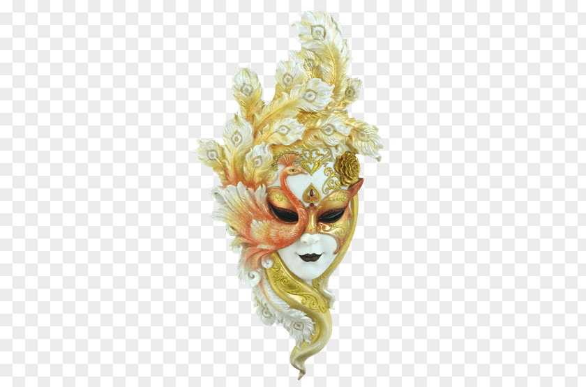 Gold Peacock Venice Carnival Mask Masquerade Ball Feather PNG