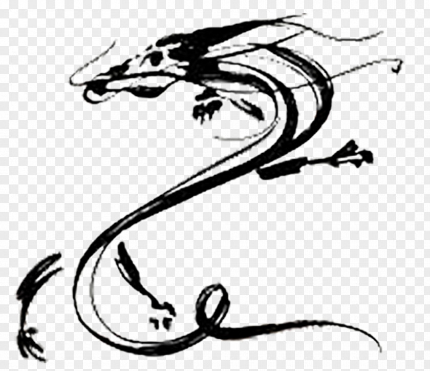 Hand Painted Ink Dragon Chinese Painting Drawing PNG