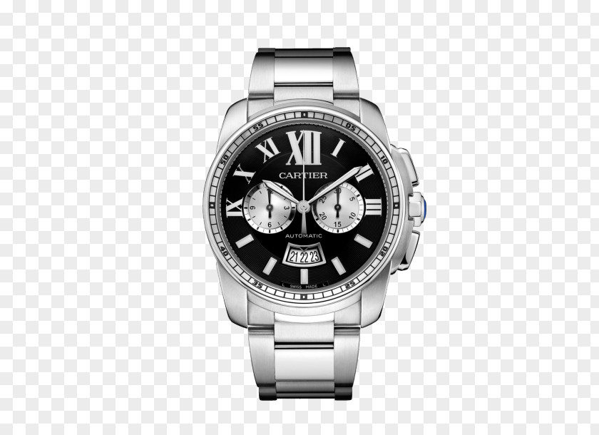 Cartier Watch Male Mechanical Black Tank Chronograph Movement PNG