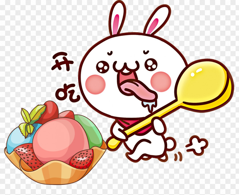 Cartoon Rabbit Ice Cream Clip Art PNG