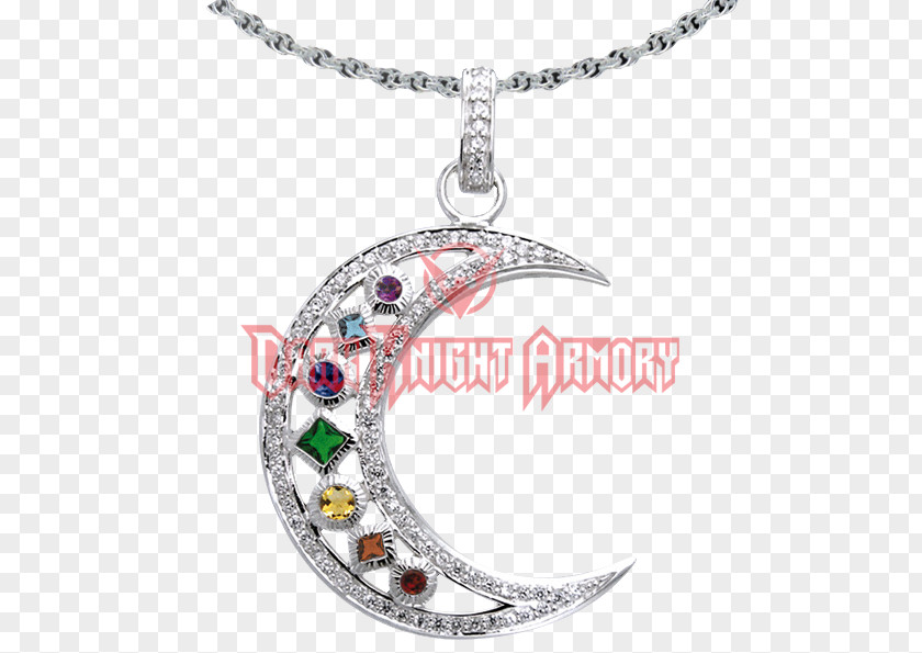 Moon Knight Locket Gemstone Bling-bling Silver Jewellery PNG