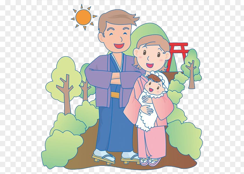 Parents Hold The Baby For A Walk Shinto Shrine Parent Infant Illustration PNG