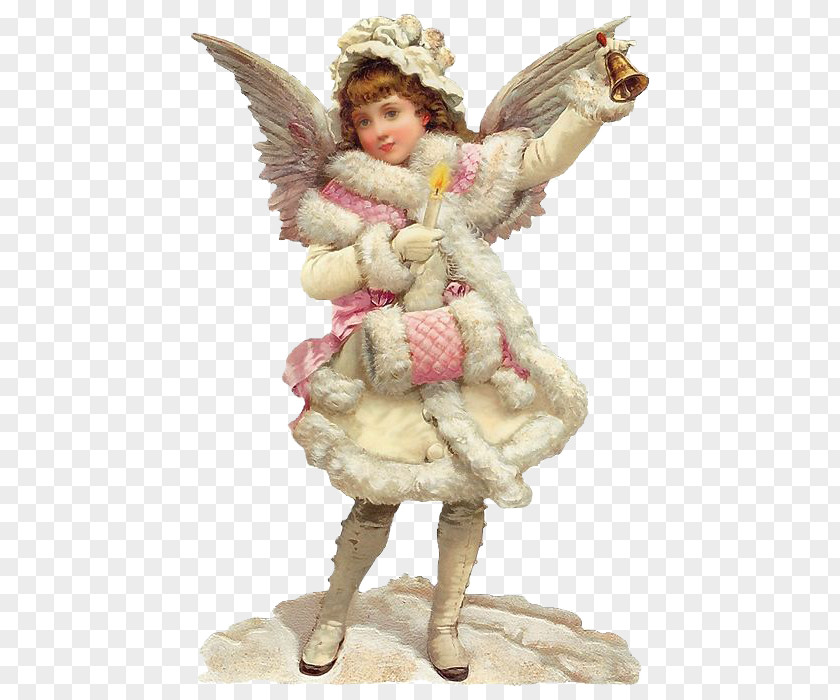 Angel Santa Claus Victorian Era Christmas Card PNG