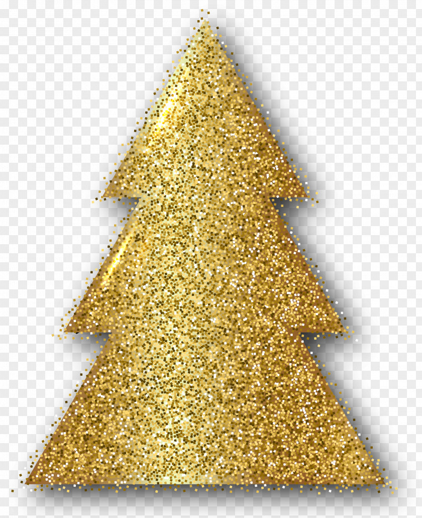 Gold Glitter Christmas Ornament Tree Clip Art PNG