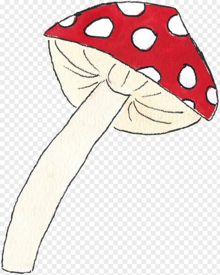Watercolor Mushroom Hat Line Art RED.M Clip PNG
