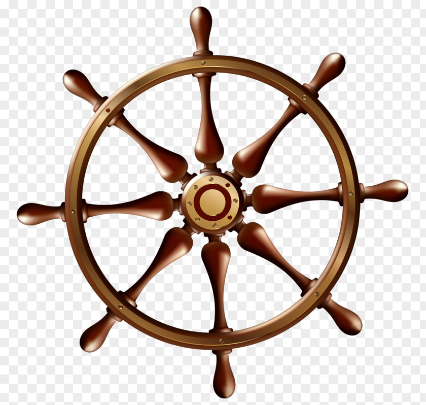 Brass Steering Wheel Ship Background PNG