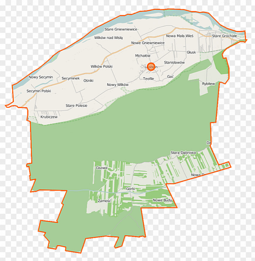 Map Nowy Secymin Nowiny, Gmina Leoncin Cisowe, Masovian Voivodeship Stara Dąbrowa, Mała Wieś Przy Drodze PNG