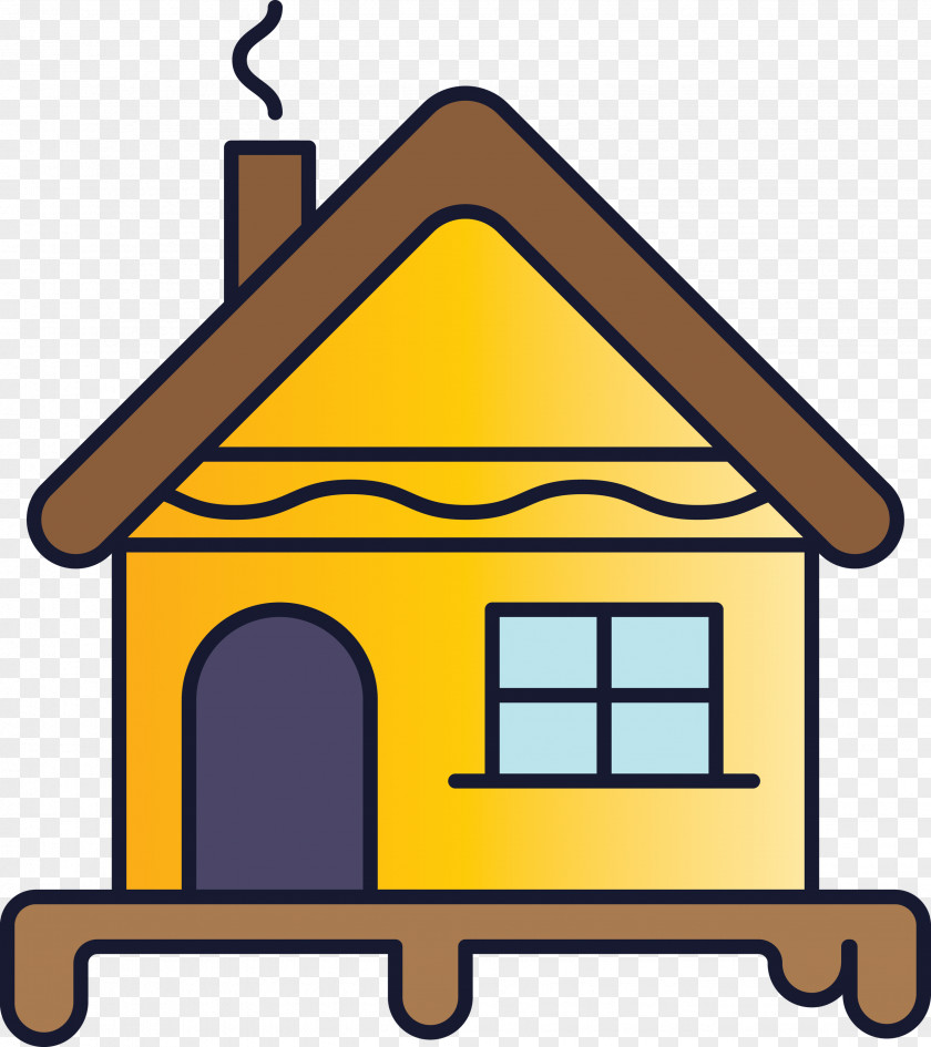 Yellow Home House Roof Line PNG