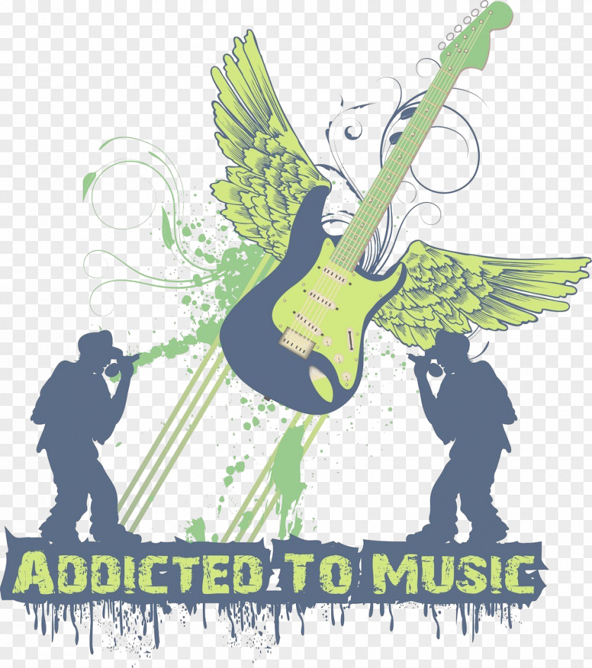 Music Blue Illustration PNG Illustration, Wings guitar music elements clipart PNG