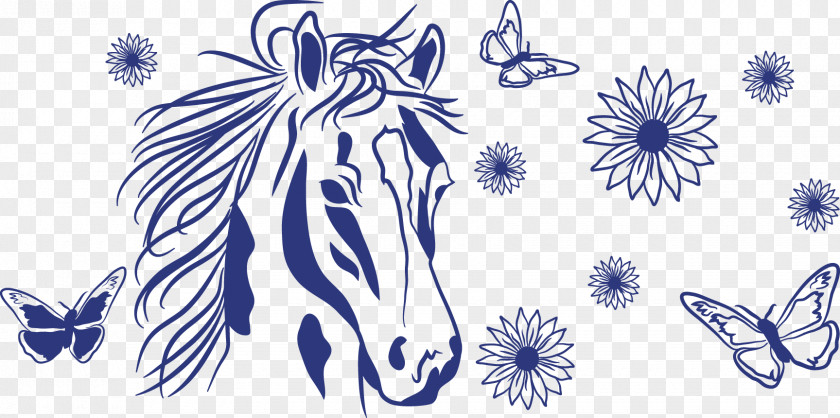 Flower Wall Decal Horse Sticker PNG