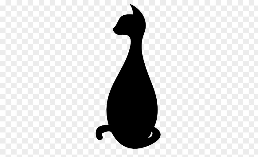 Silhouette Tail Black Cat Small To Medium-sized Cats Black-and-white Whiskers PNG