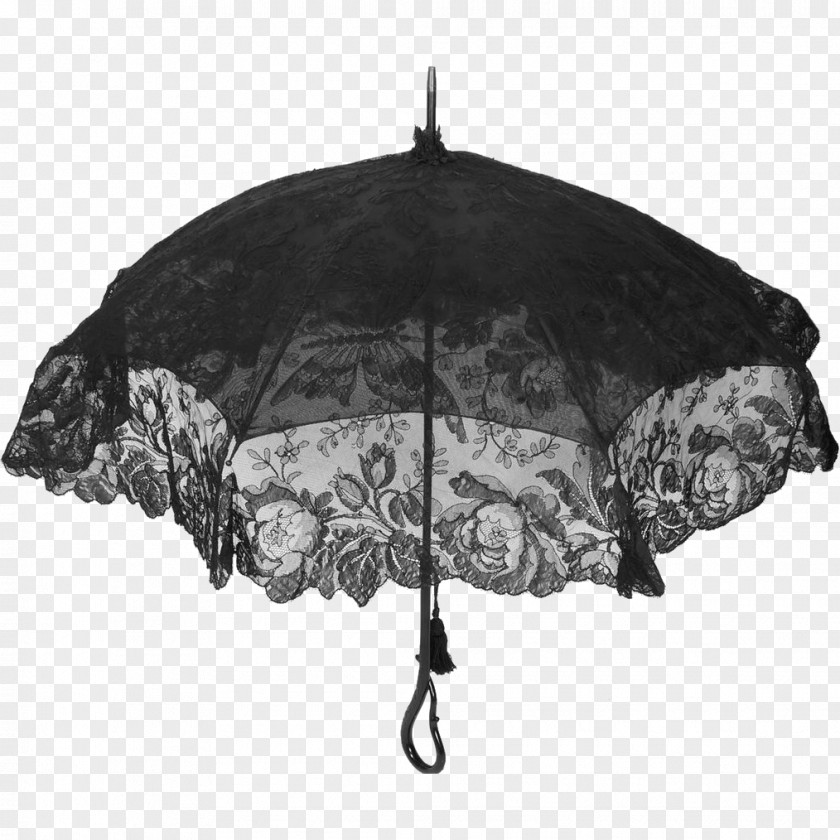 Umbrella Victorian Era Antique Mourning Lace PNG