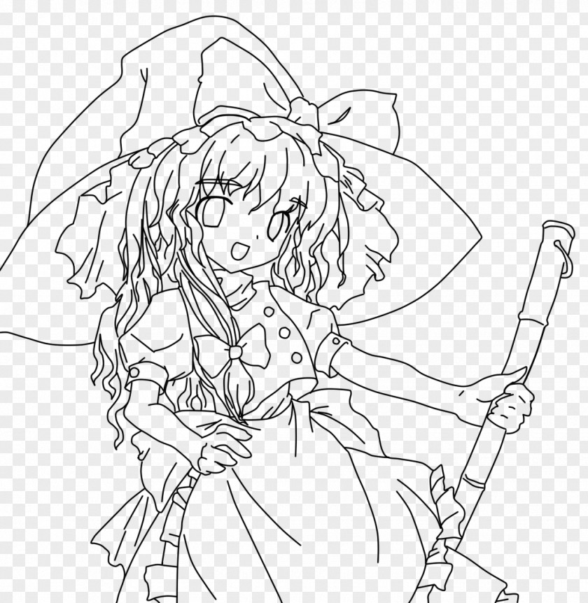 Marisa Kirisame Line Art Drawing Coloring Book Character PNG