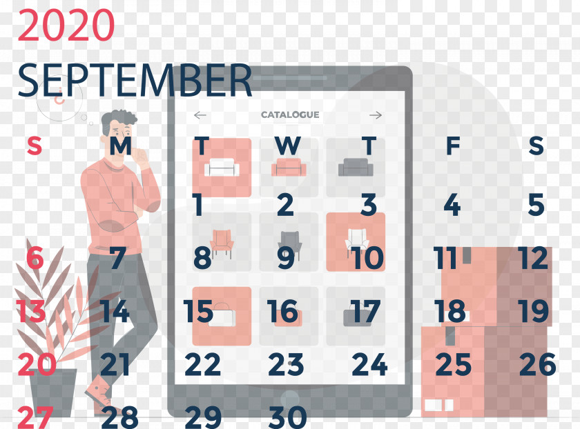 September 2020 Calendar Printable PNG