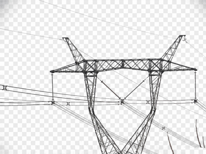 High Voltage Wire Electric Power Distribution Overhead Line PNG