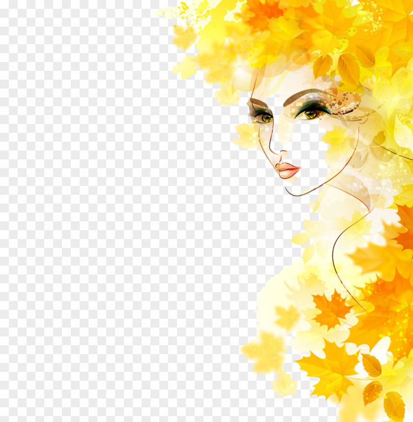 Watercolor Paint Fashion Illustration Yellow PNG