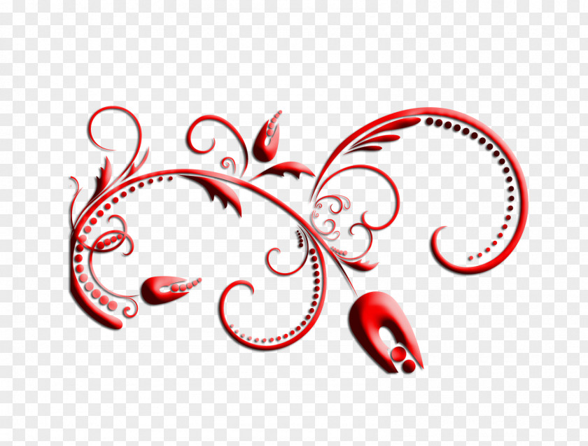 Red Floral Decorative Pattern Motif Clip Art PNG
