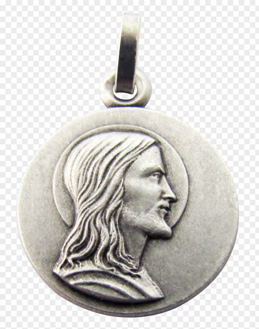 Medal Silver Locket Religion Saint PNG