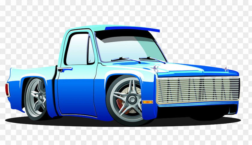 Hand-drawn Cartoon Pickup Truck Lowrider Stock Photography PNG