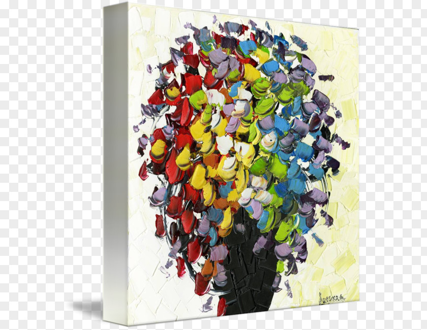 Painting Gallery Wrap Canvas Modern Art Flower Bouquet PNG