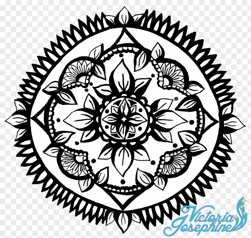 Mandala Drawing Black And White Image Design PNG