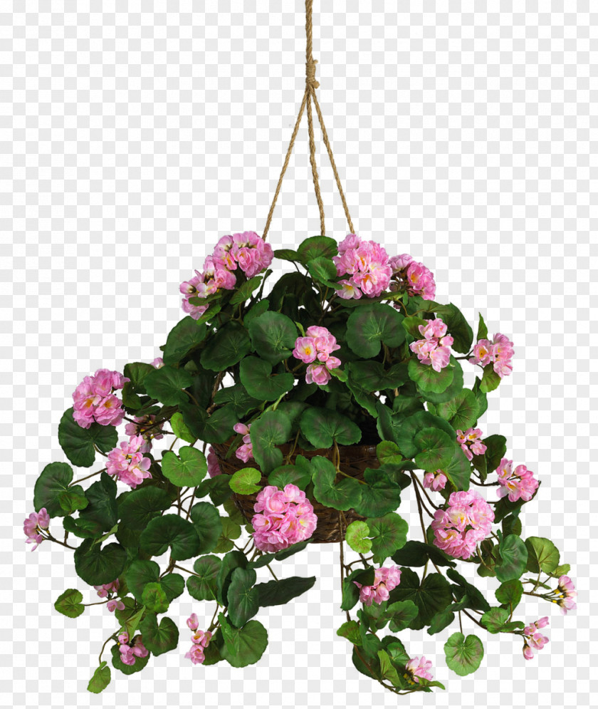 Flower Pot Hanging Basket Artificial Silk Crane's-bill PNG