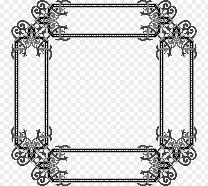 Chain Line Art Black And White Frame PNG