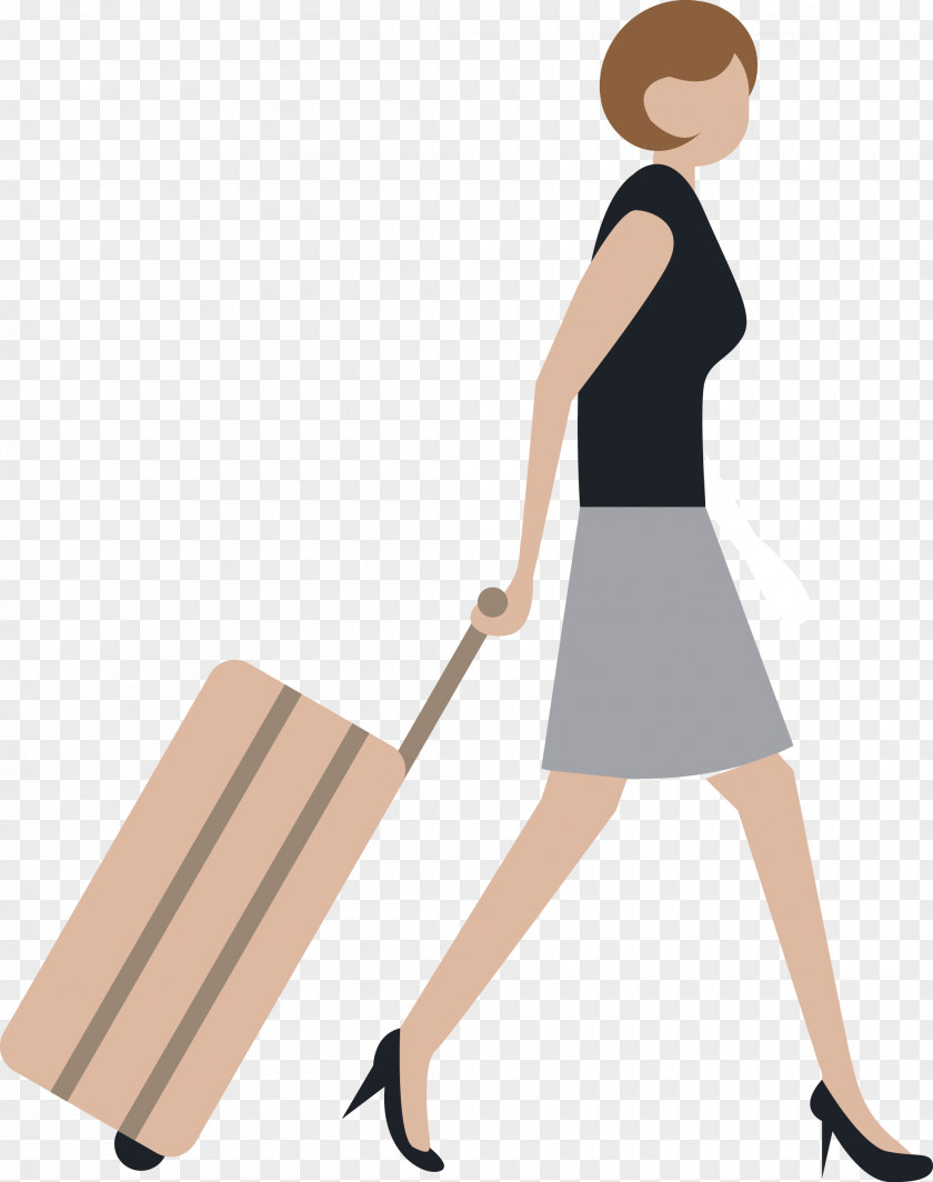 A Woman Towing Her Suitcase Travel Baggage Photography Icon PNG