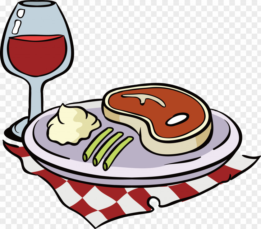 Plaid Tablecloth, Red Wine Steak Beefsteak Clip Art PNG