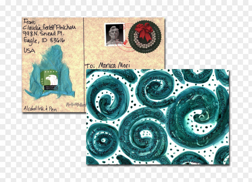 Artist Trading Cards Teal Organism Font PNG