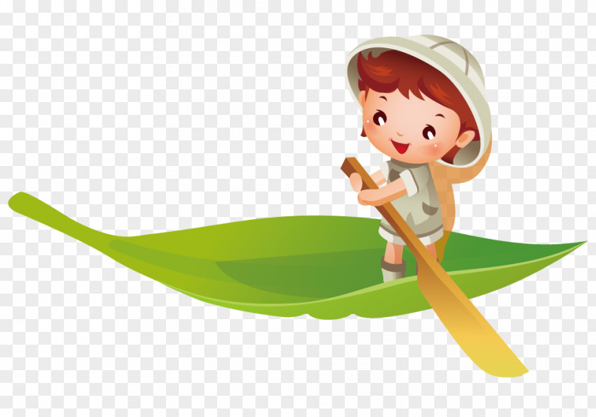 Boys Draw Leaves Boat Watercraft Illustration PNG