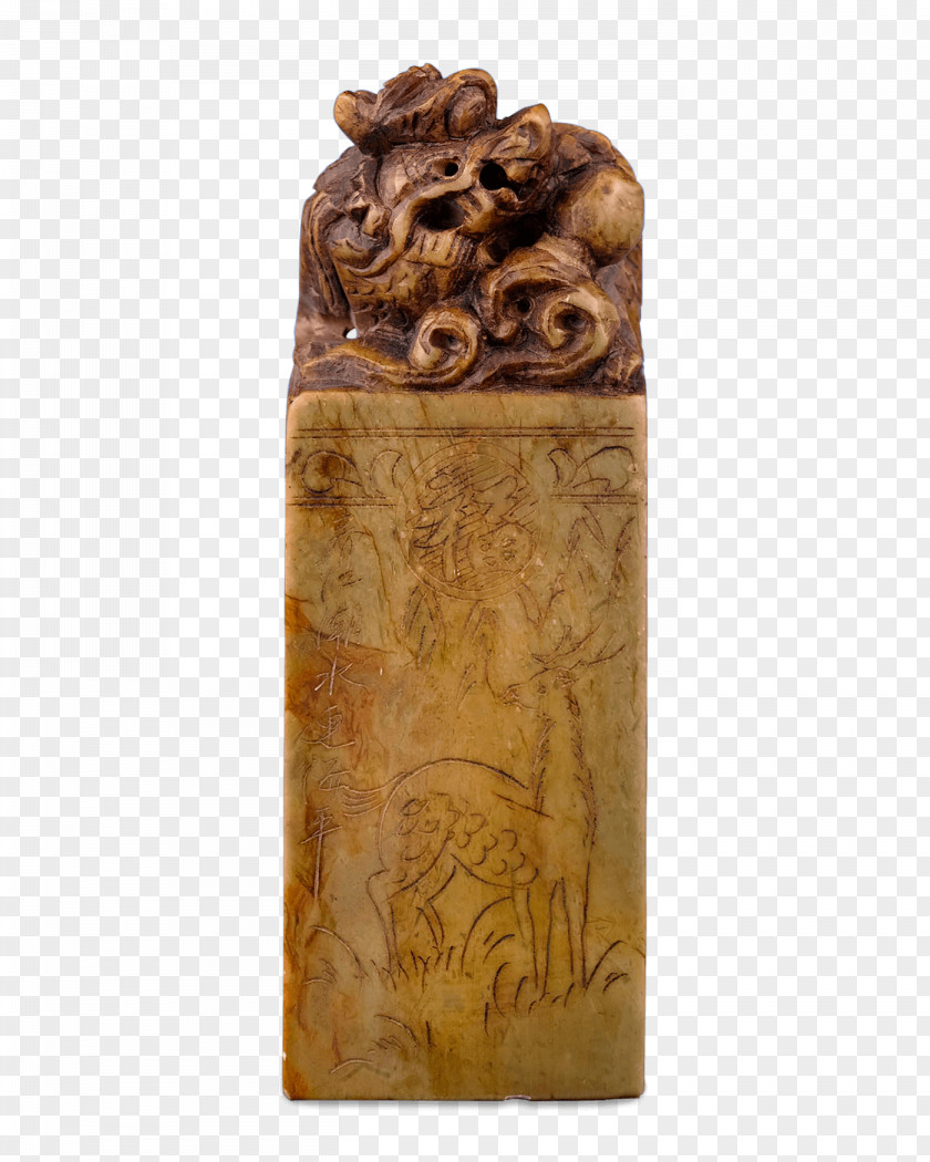 Antique Stone Carving Seal Art PNG