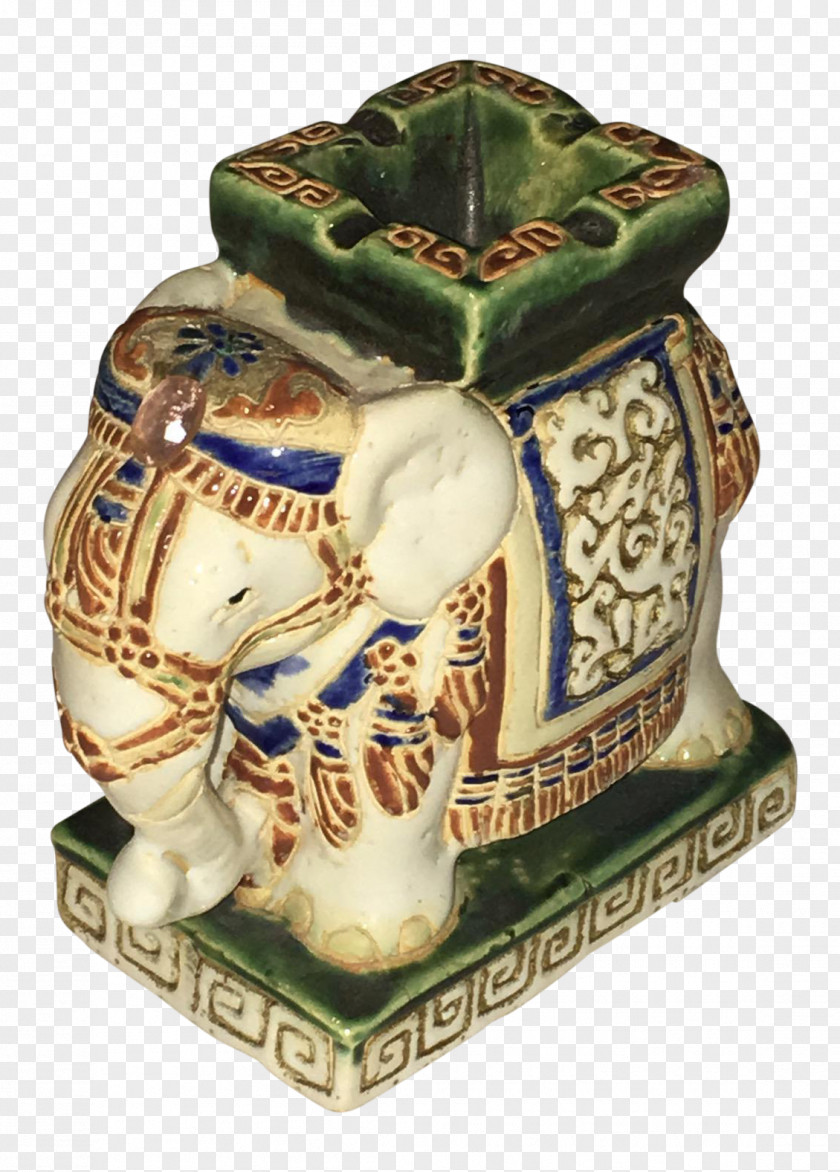 Hand-painted Baby Elephant Ceramic Artifact PNG