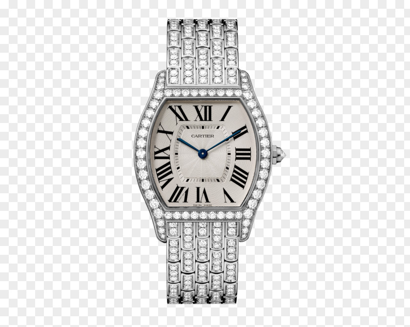 Cartier Silver Watches Female Form Turtle Watch Diamond Brilliant PNG
