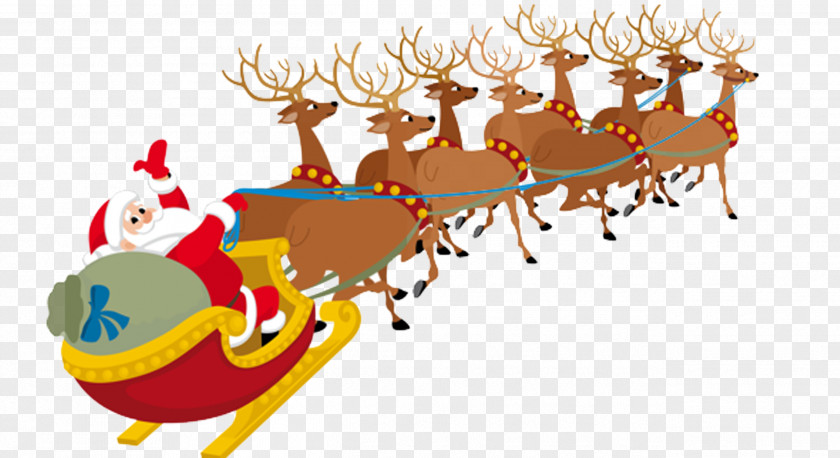 Santa Claus Sleigh Elk Village Clauss Reindeer Clip Art PNG