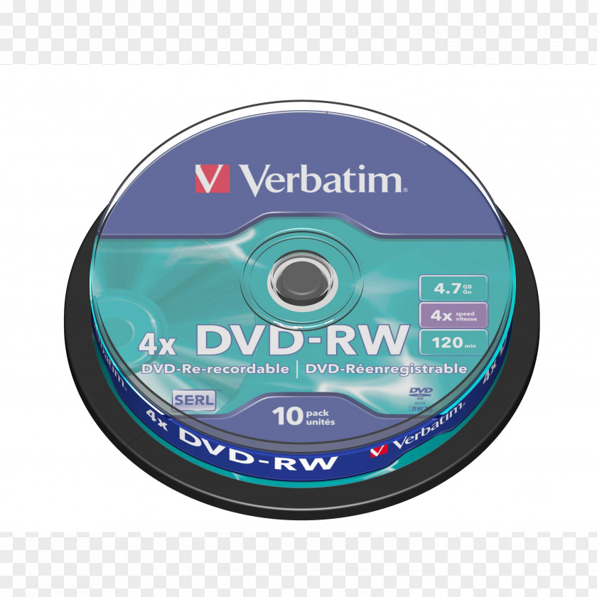 DVD+RW2.4x 4.7 GB Compact Disc DVD-RW 4.7GB 4x 10pk Verbatim CorporationDvd-video Live It! Storage Media PNG