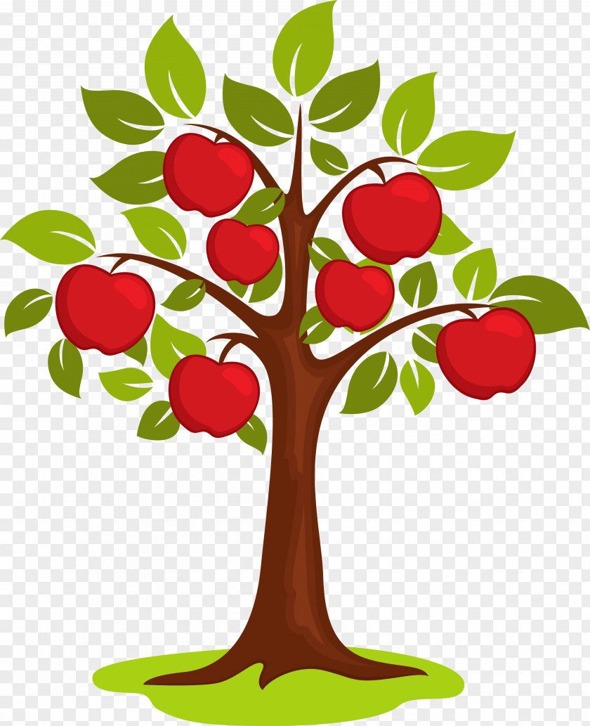 Vector Cartoon Apple Tree Clip Art PNG