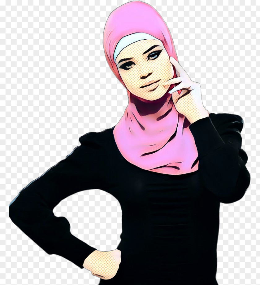 Hat Scarf Neck Pink M Sleeve PNG