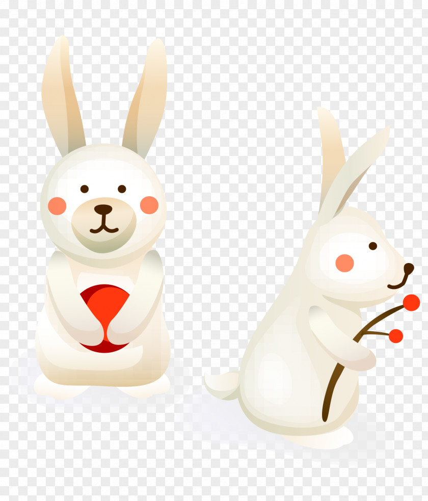 Cartoon Hand Painted Vector Winter White Rabbit Domestic Animal PNG