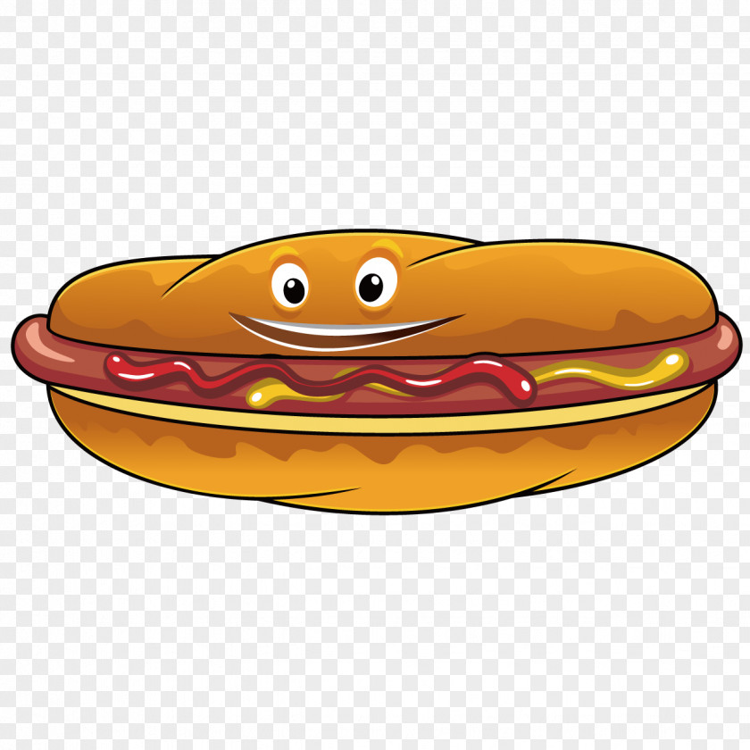 Cute Hot Dog Sausage Fast Food Cheese Sandwich Mustard PNG