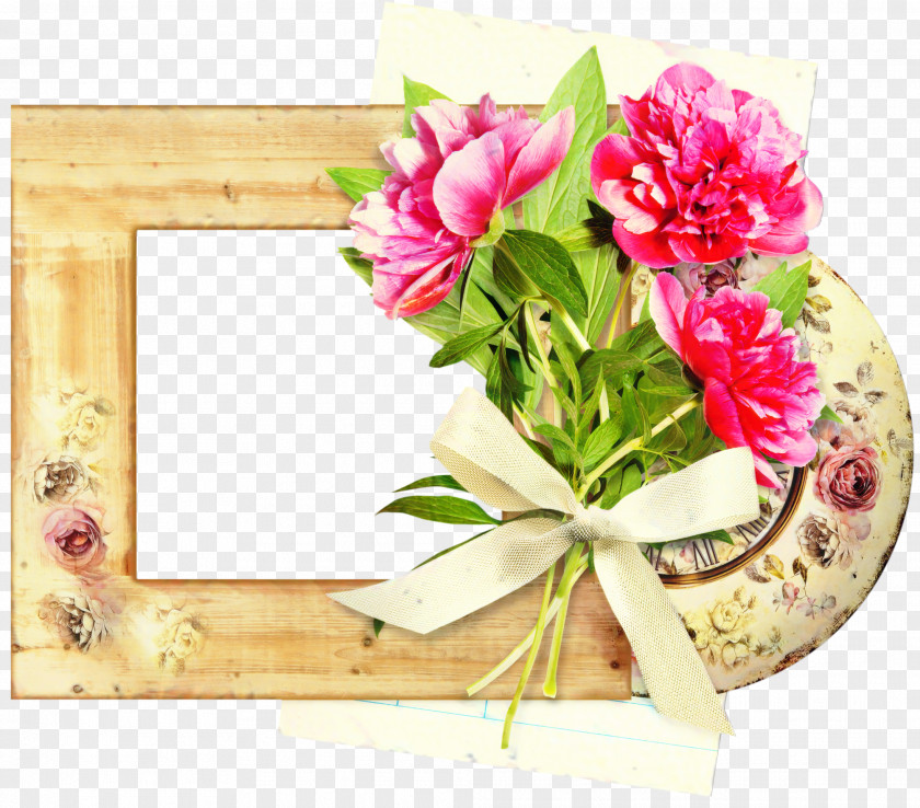 Peony Tulip Watercolor Floral Frame PNG